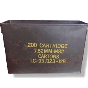 Vintage Military Issued Metal Army Green Ammunition Box
